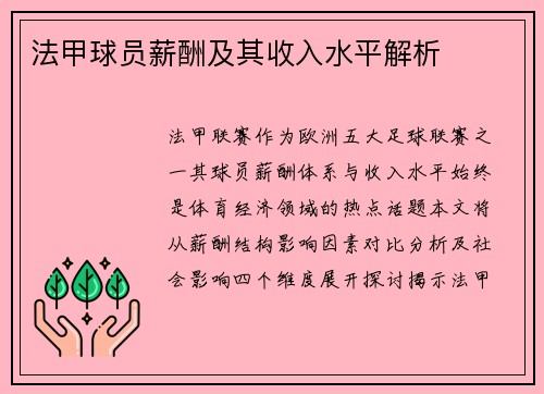 法甲球员薪酬及其收入水平解析