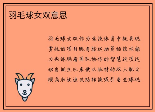 羽毛球女双意思